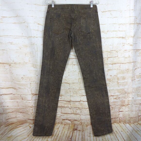 Just Cavalli Jeans Y2K Women 29 Brown Baroque Paisley Print Stretch Skinny Italy - Picture 11 of 15